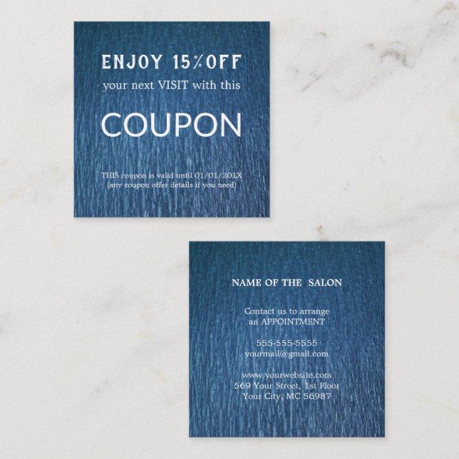 Salonförråd av lyxolja Silver Glitter Rabattkort (Fram/baksida)