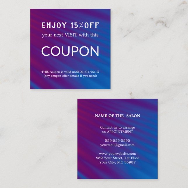 Salonförråd av lyxolja Silver Glitter Rabattkort (Fram/baksida)