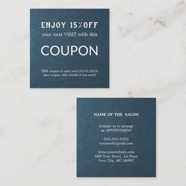 Salonförråd av lyxolja Silver Glitter Rabattkort (Fram/baksida)