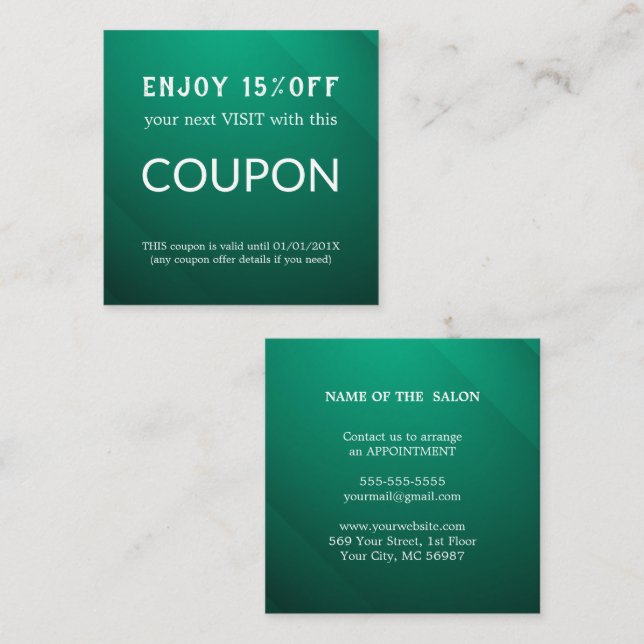 Salonförråd av lyxolja Silver Glitter Rabattkort (Fram/baksida)