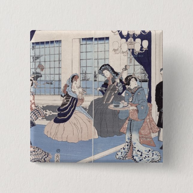 Salong av ett hus av utländska köpmän på knapp (Framsida)