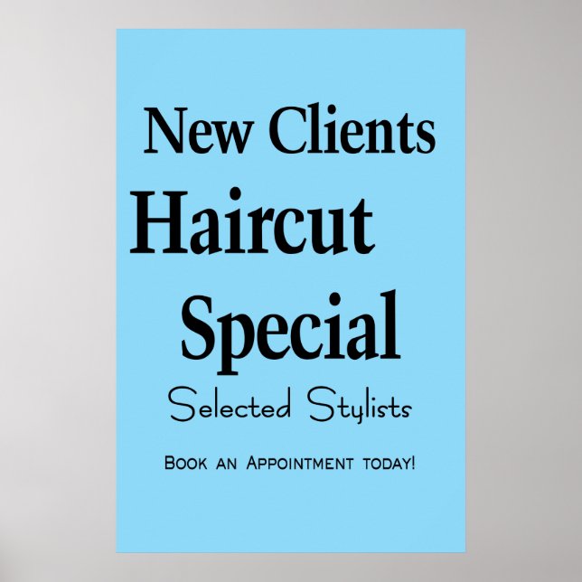 Salong Barber Shop Affisch Frisyrer Ny Kund  (Framsidan)