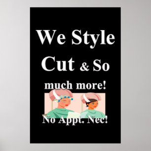 Salong Barber Shop Affischer Klipp Stil & Bokning.