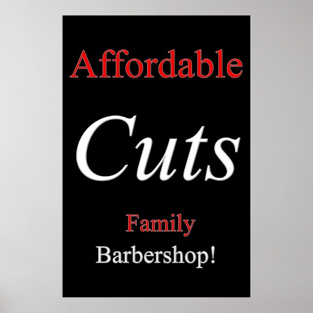 Salong Barber shop affischer Prisvärda klipningar  (Framsidan)