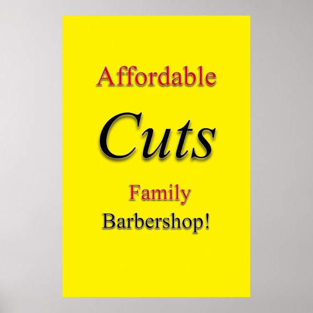 Salong Barber Shop Affischer Prisvärda Klipp! (Framsidan)