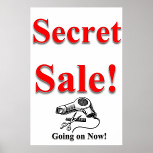 Salong Barberaffisch Hemlig Sälj White Black Poster