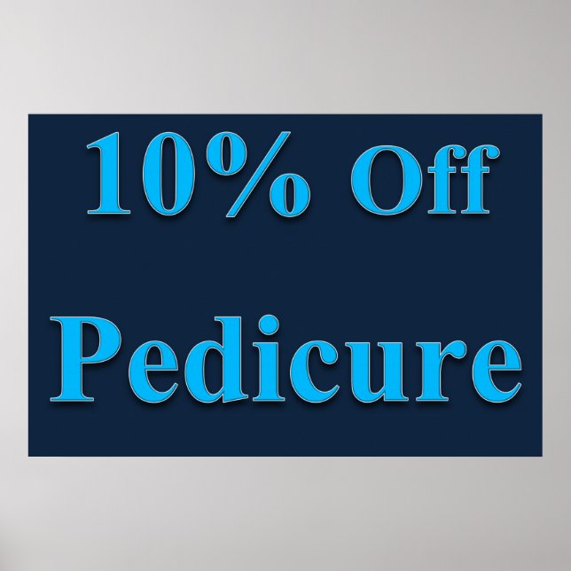 Salong Barbershop Affischer 10% rabatt Pedikyr Blå (Framsidan)