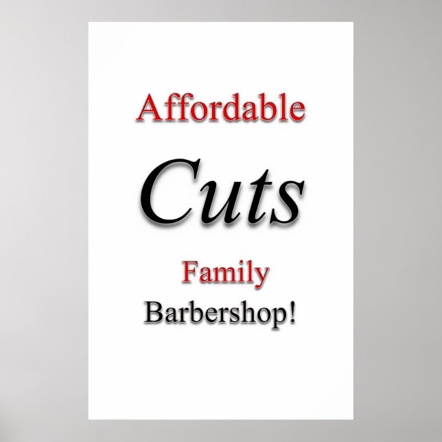 Salong Barbershop Affischer Prisvärda Klipp! (Framsidan)