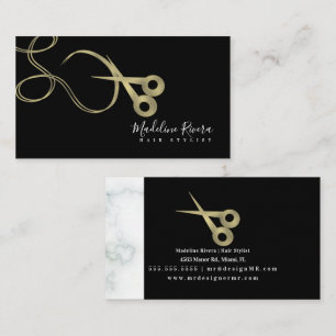 Salong Beauty Scissor Falskt Guld Visitkort