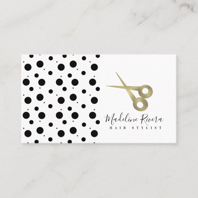 Salong Beauty Scissor Falskt Guld Visitkort (Framsida)