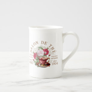 Salong de Thé Tearoom Fransk Ros Kopp Röd Te Benporslin Mugg
