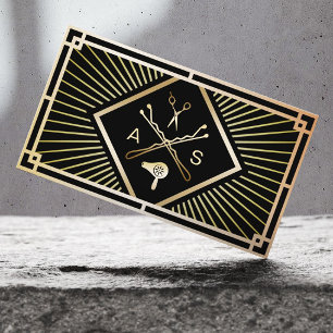 Salong för art déco för hårstylistvintage svar visitkort
