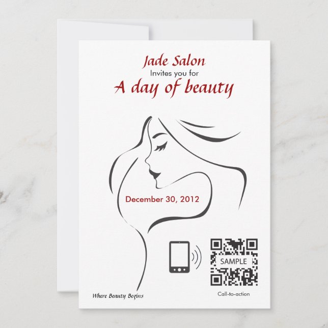 Salong för inbjudanmallhår inbjudningar (Framsida)