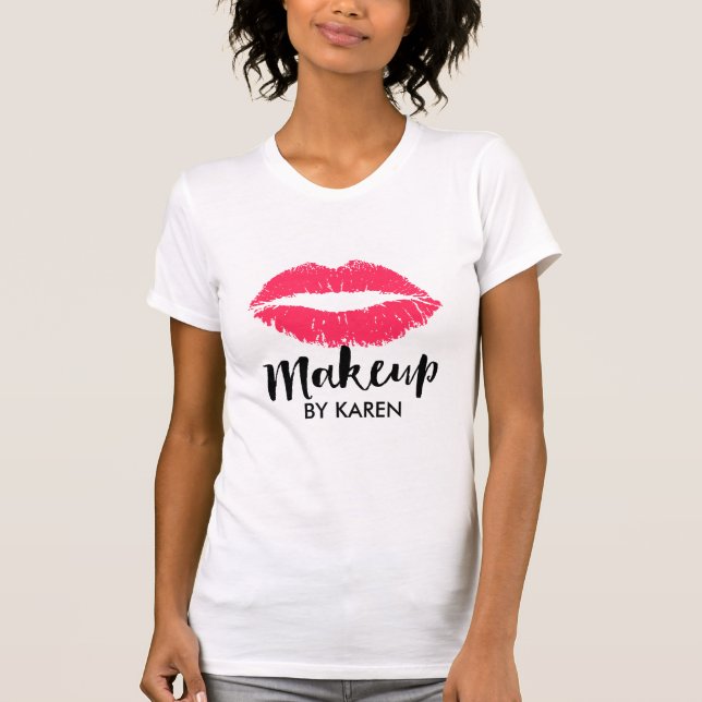 Salong för läppar för Makeupkonstnär röd T Shirt (Framsida)