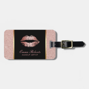 Salong för rosa guld- läppar för glitter för bagagebricka