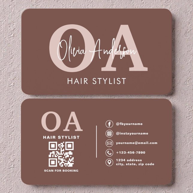 Salong Hårstylist Terrakotta QR-kod Visitkort (Skapare uppladdad)