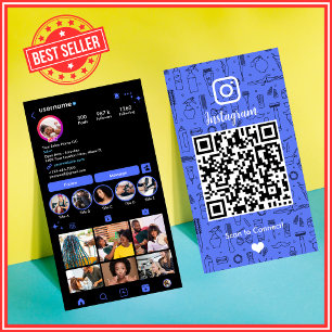 Salong Instagram Blue Social Media QR-kod Visitkort