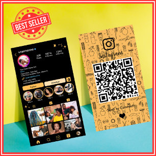 Salong Instagram Peach Social Media QR-kod Visitkort