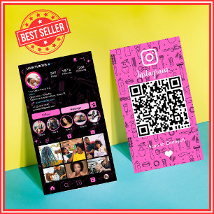 Salong Instagram Rosa Sociala Medier QR-kod Visitkort