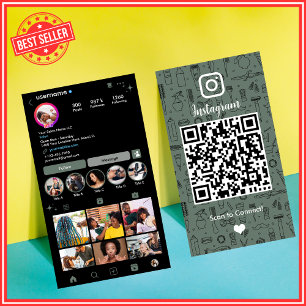 Salong Instagram Sage Green Social Media QR-kod Visitkort