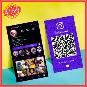 Salong Instagram Violet Social Media QR-kod Visitkort