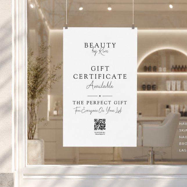 Salong Presentkort Promotionsaffisch med QR-kod Poster (Salon Gift Certificate Promo Poster with QR Code)