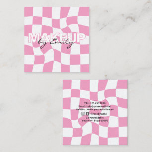 Salong Retro Rosa Affärskort Fyrkantigt Visitkort