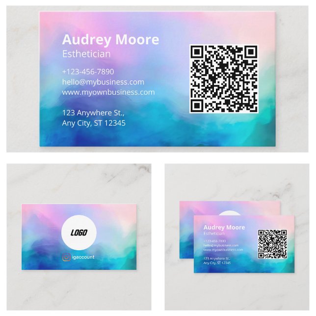 Salong Spa Elegant Modern Logo QR-kod Visitkort (Salon Spa Elegant Modern Logo QR Code Business Card
)