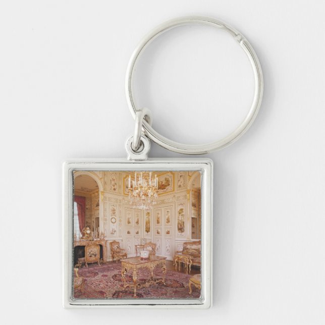 Salongen Chinois, c.1740 Fyrkantig Silverfärgad Nyckelring (Framsidan)