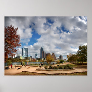 Salongen stöttar i stadens centrum Austin Texas Poster