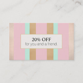 Salonreferensrabatt för salon i rosa ros Guld Rabattkort