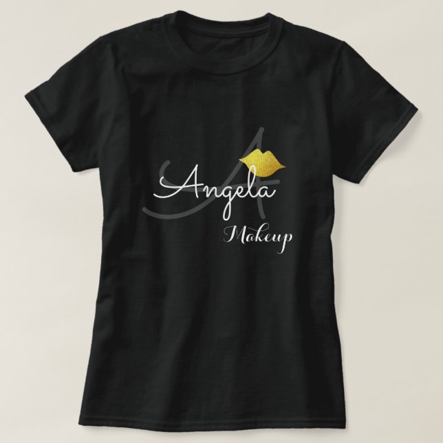 salonuniform (eller för personlig använda) svart t-shirt (Design framsida)