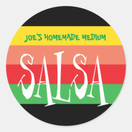 Salsa burk med roligt färglöst rand runt klistermärke