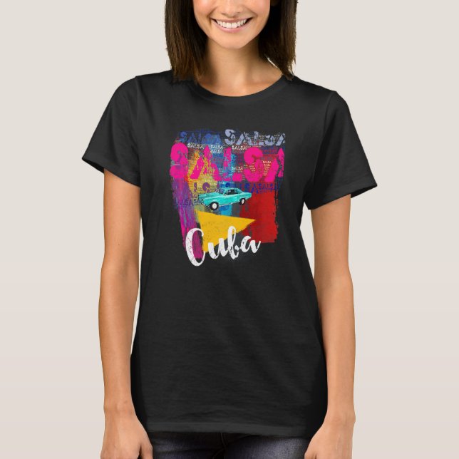 Salsa Cuba Flagga Premium T Shirt (Framsida)