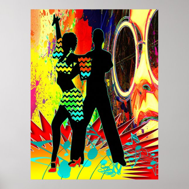Salsa Dance lite Neon Färg Poster (Framsidan)