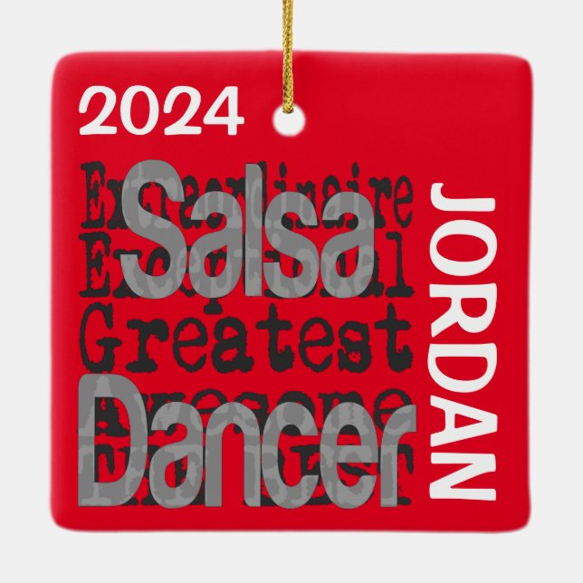Salsa Dancer Extraordinaire ANPASSNINGSBAR Julgransprydnad Keramik (Baksida)