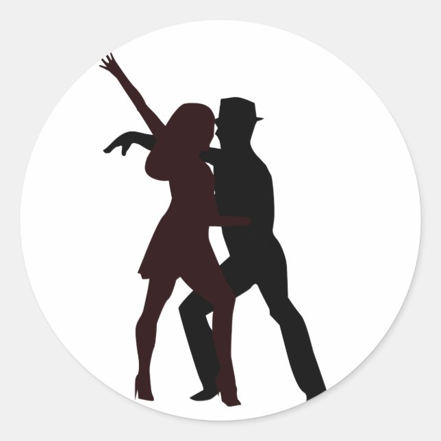 Salsa Dancers Silhouette Runt Klistermärke (Framsida)