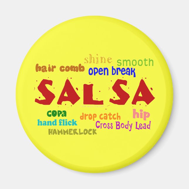 Salsa Dancing Älskare Dance Moves and Terms Magnet (Framsidan)