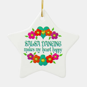 Salsa Dancing Heart Lycklig Julgransprydnad Keramik