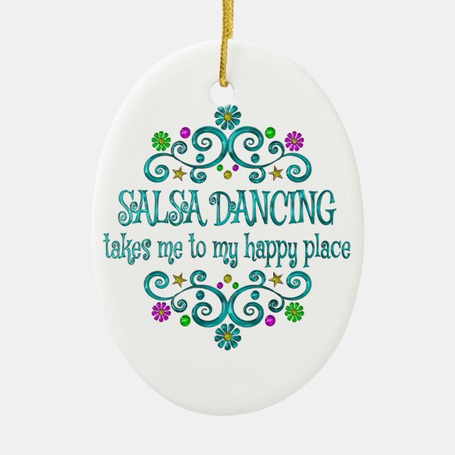 Salsa Dancing Lycklig Ställe Julgransprydnad Keramik (Framsidan)