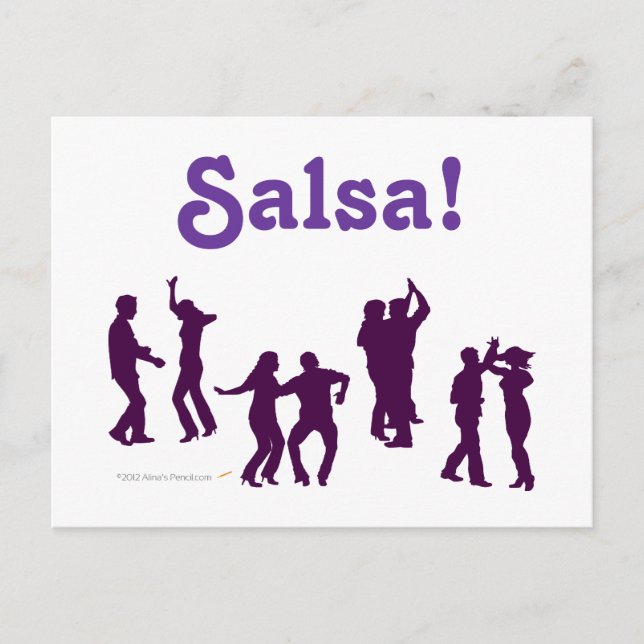Salsa Dancing Poses Silhouettes Anpassningsbar Vykort (Framsida)