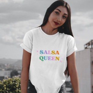 salsa dansdrottning latin modern enkel vit t shirt