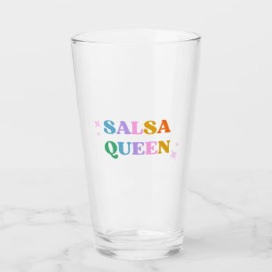 salsa drottning typografi färgrik retro modern glaskopp
