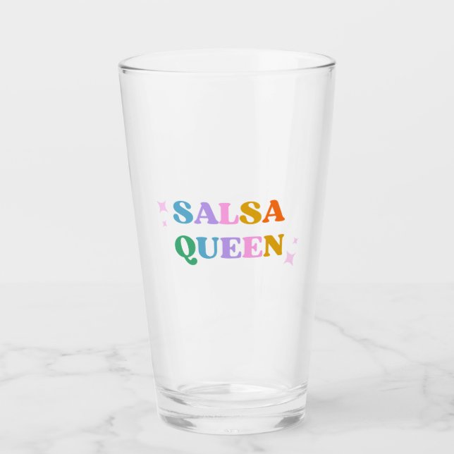 Salsa drottningtypografi, färglös, modern glaskopp (Framsida)