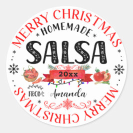 Salsa Hemmagjord God Jul Namn Burklock Runt Klistermärke