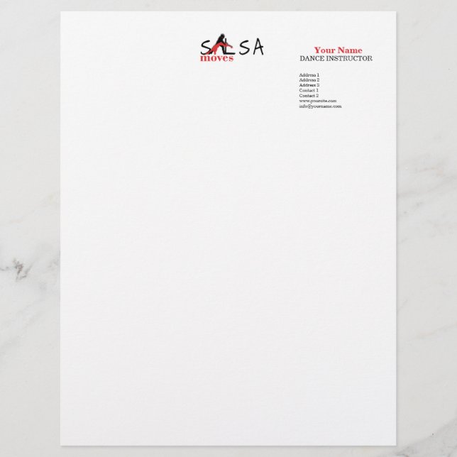 Salsa Moves - Letterhead Brevhuvud (Framsida)