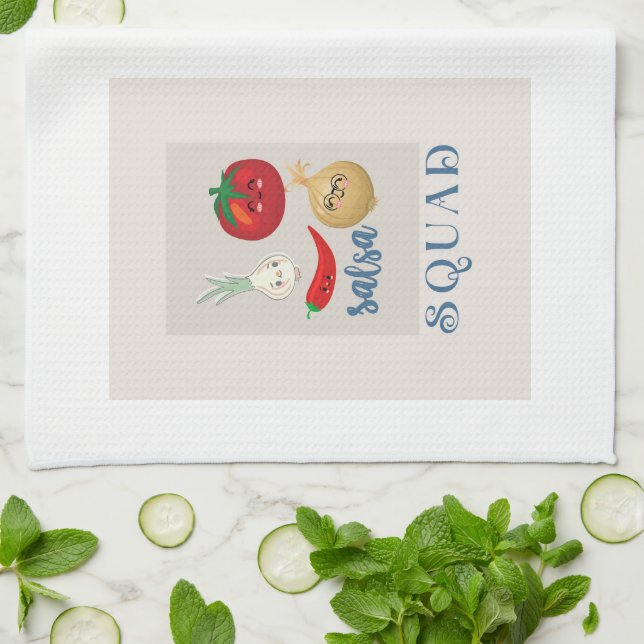 Salsa squad Cute food humor citat Kökshandduk (Vikta)