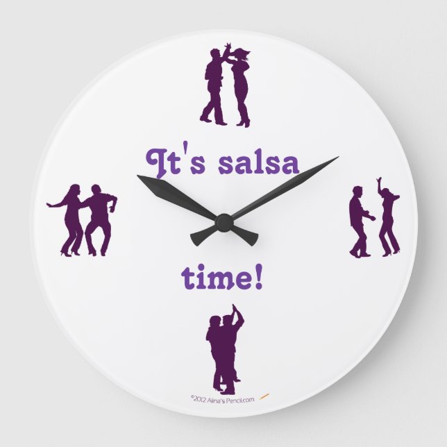 Salsa Time Dance har Silhouettes Wall Clock Stor Klocka (Framsida)