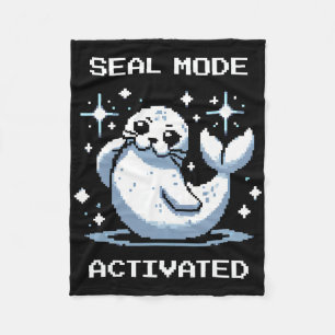 Sälsläge Aktiverad Pixel Art Säl Retro Spelare Sti Fleecefilt
