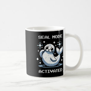 Sälsläge Aktiverad Pixel Art Säl Retro Spelare Sti Kaffemugg